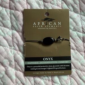 NWT African Earth Elements Women's Onyx Bracelet - Black Silver Handmade Africa